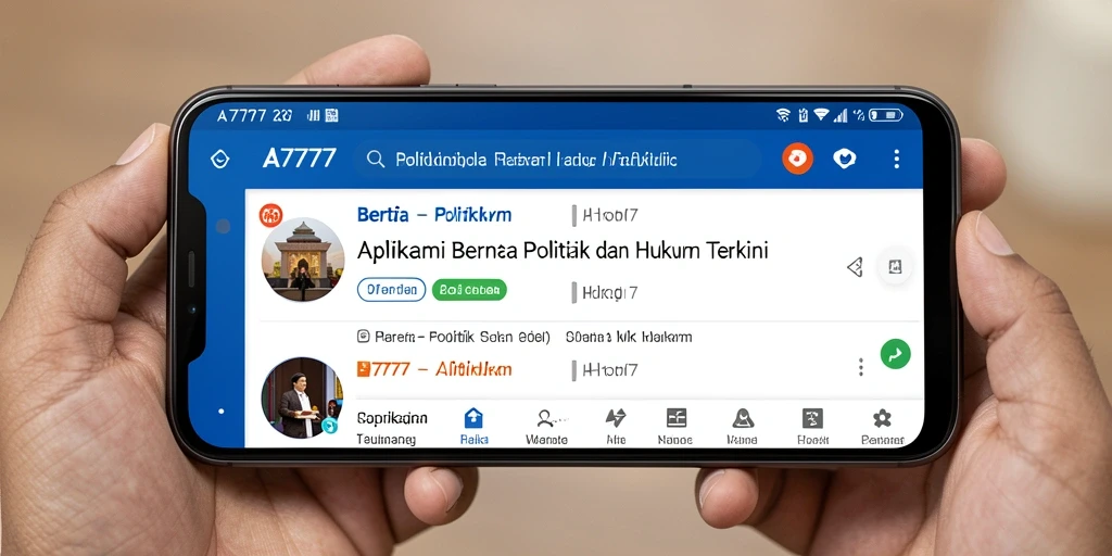 Tampilan antarmuka A7777 menampilkan berita politik dan hukum terkini dengan jelas.