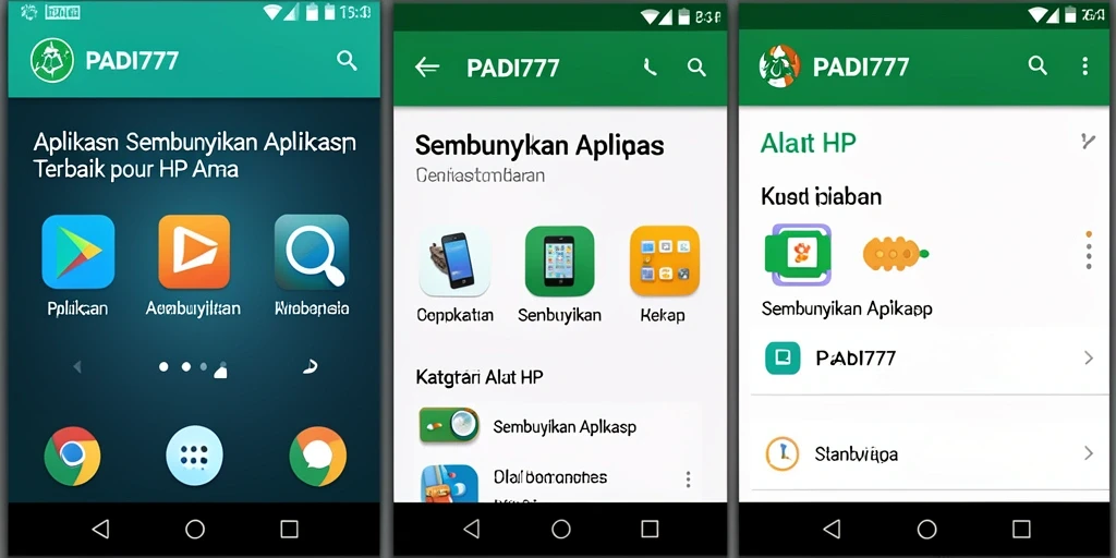 Tampilan antarmuka utama aplikasi PADI777 untuk menyembunyikan aplikasi.