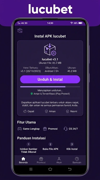 Tampilan halaman APK lucubet