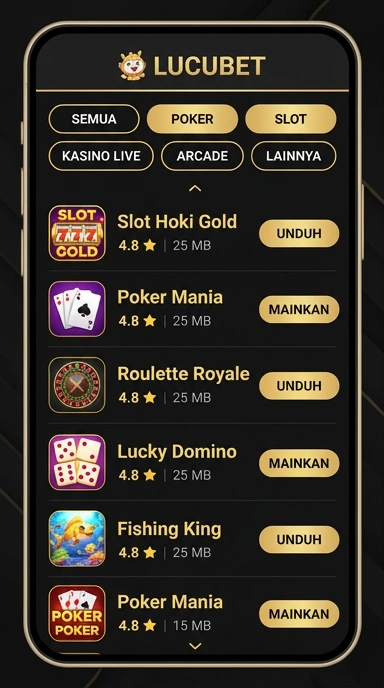 Tampilan katalog aplikasi lucubet
