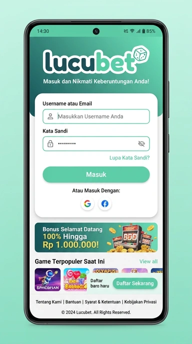 Tampilan halaman login lucubet